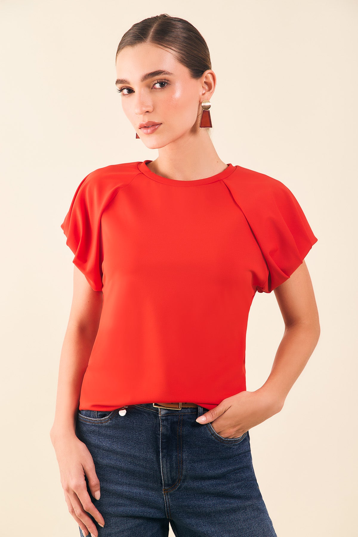 Blusa manga rangla con prenses