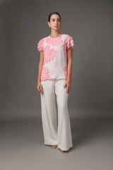 Blusa Estampada en Chiffon con Manga Corta
