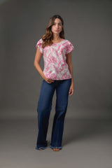 Blusa en popelina estampada