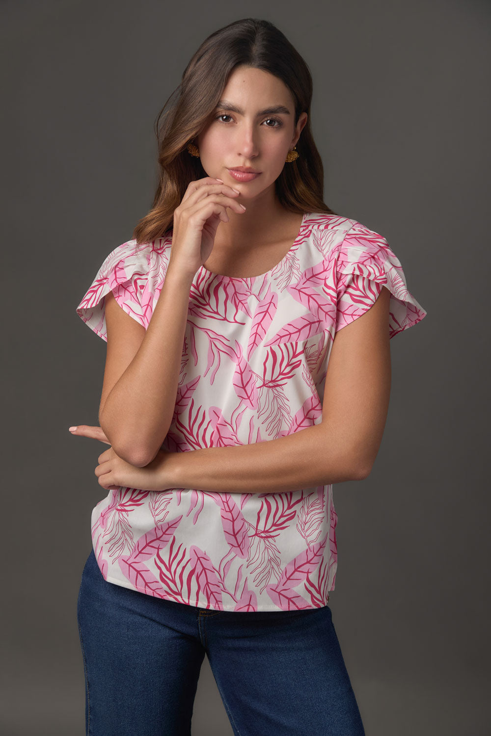 Blusa en popelina estampada