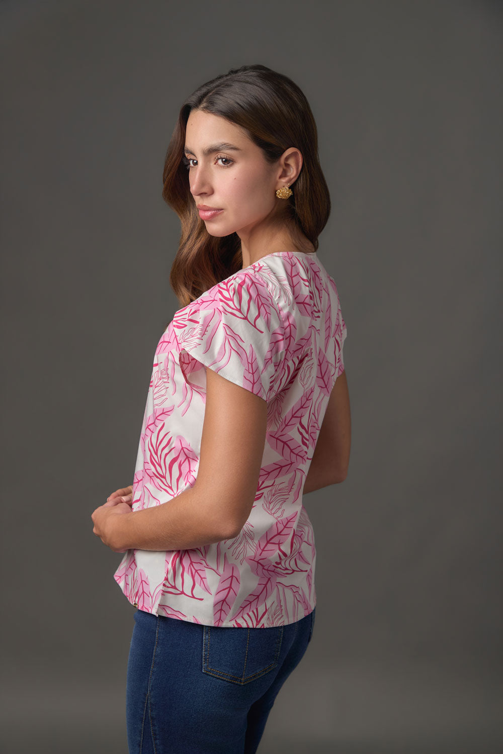 Blusa en popelina estampada