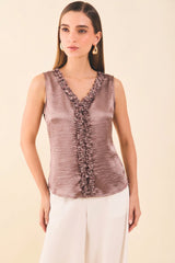Blusa en sateen manga sisa