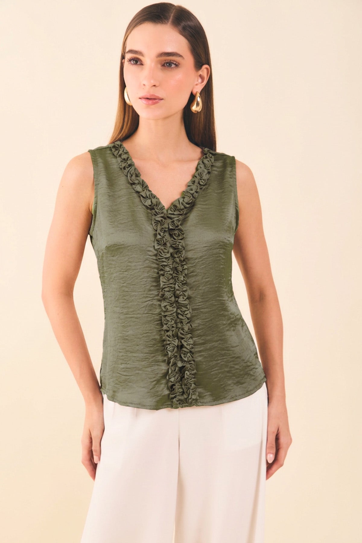 Blusa en sateen manga sisa