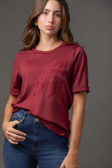 Camiseta Mujer Manga Corta con Cuello Redondo