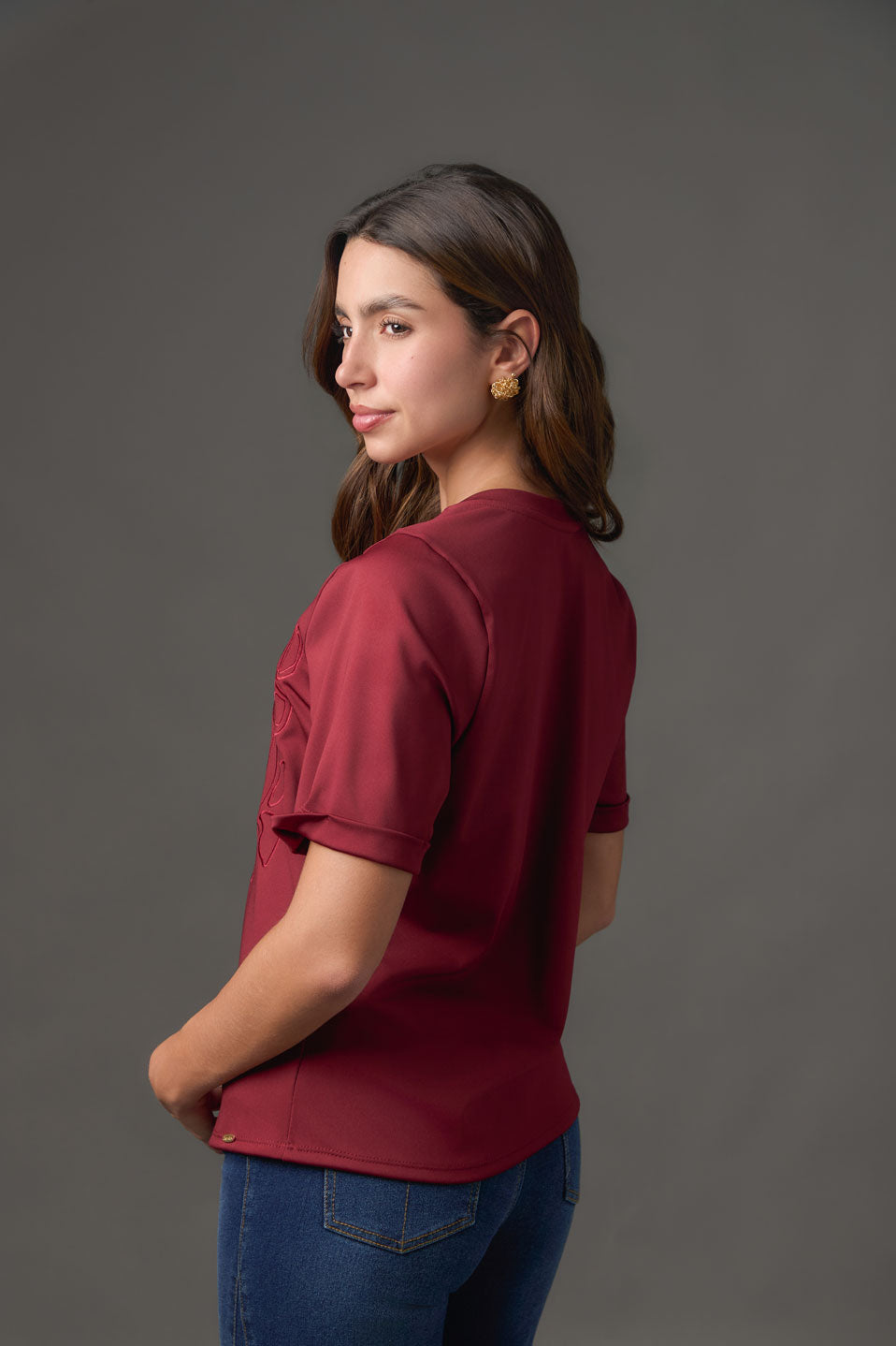 Camiseta Mujer Manga Corta con Cuello Redondo