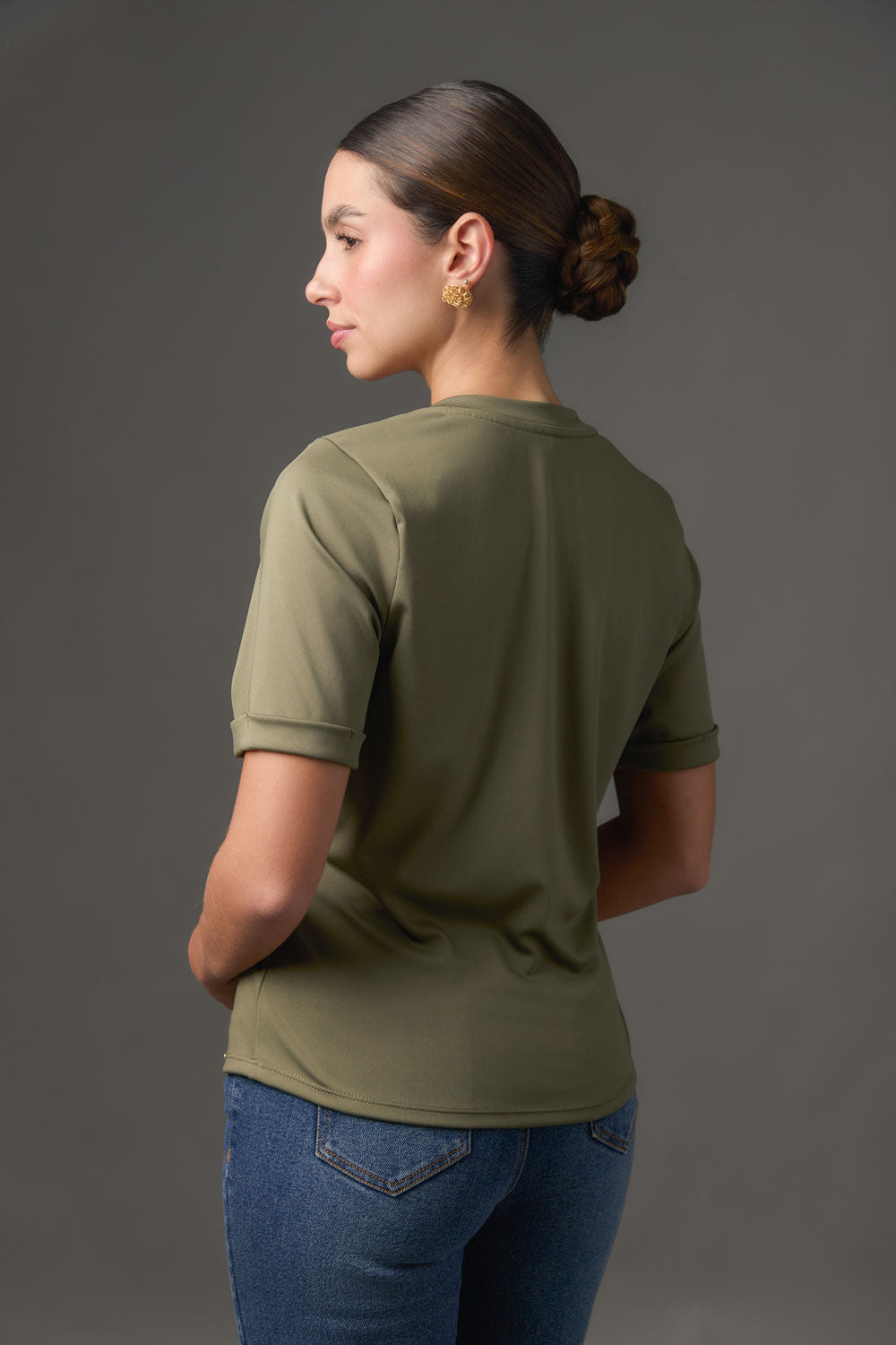 Camiseta Mujer Manga Corta con Cuello Redondo