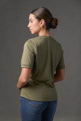 Camiseta Mujer Manga Corta con Cuello Redondo