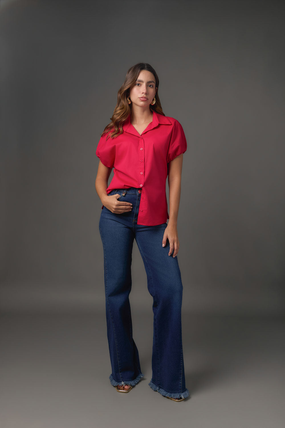 Blusa en Popelina Manga Rangla Abombada