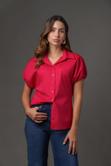 Blusa en Popelina Manga Rangla Abombada
