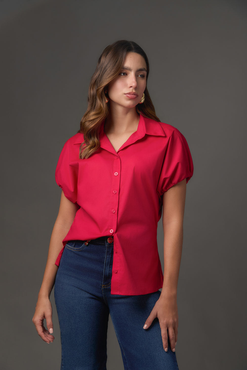 Blusa en Popelina Manga Rangla Abombada