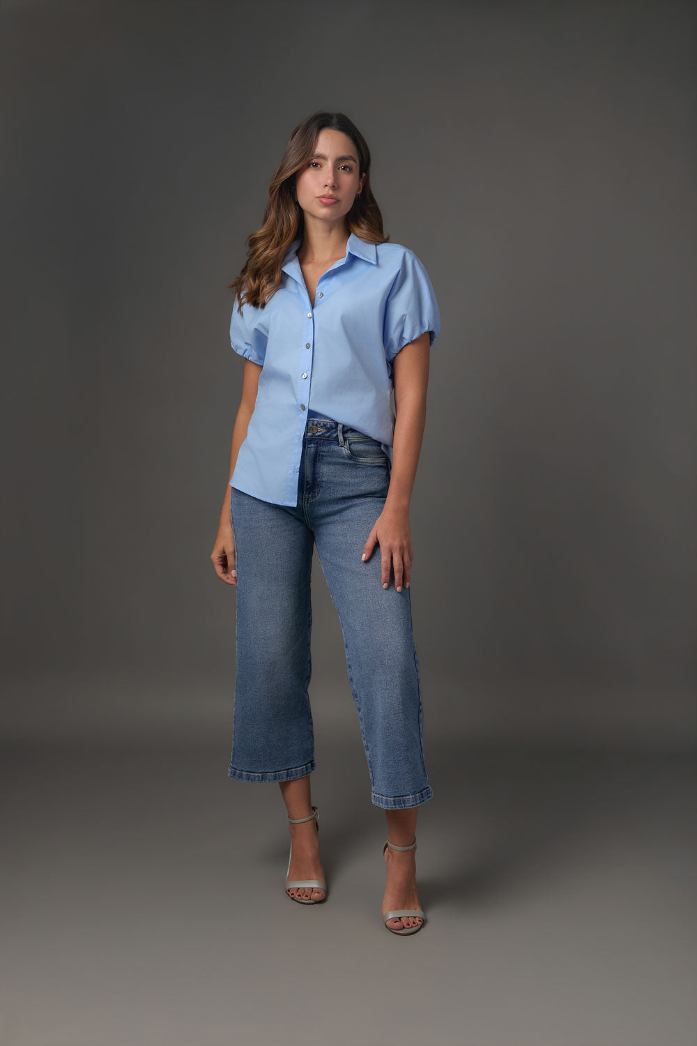 Blusa en Popelina Manga Rangla Abombada