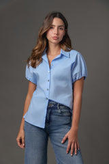 Blusa en Popelina Manga Rangla Abombada