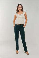 Pantalón básico en drill bota recta t.medio