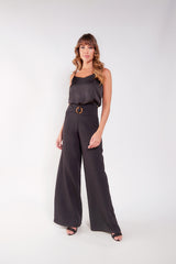 Pantalon palazzo con cinturon