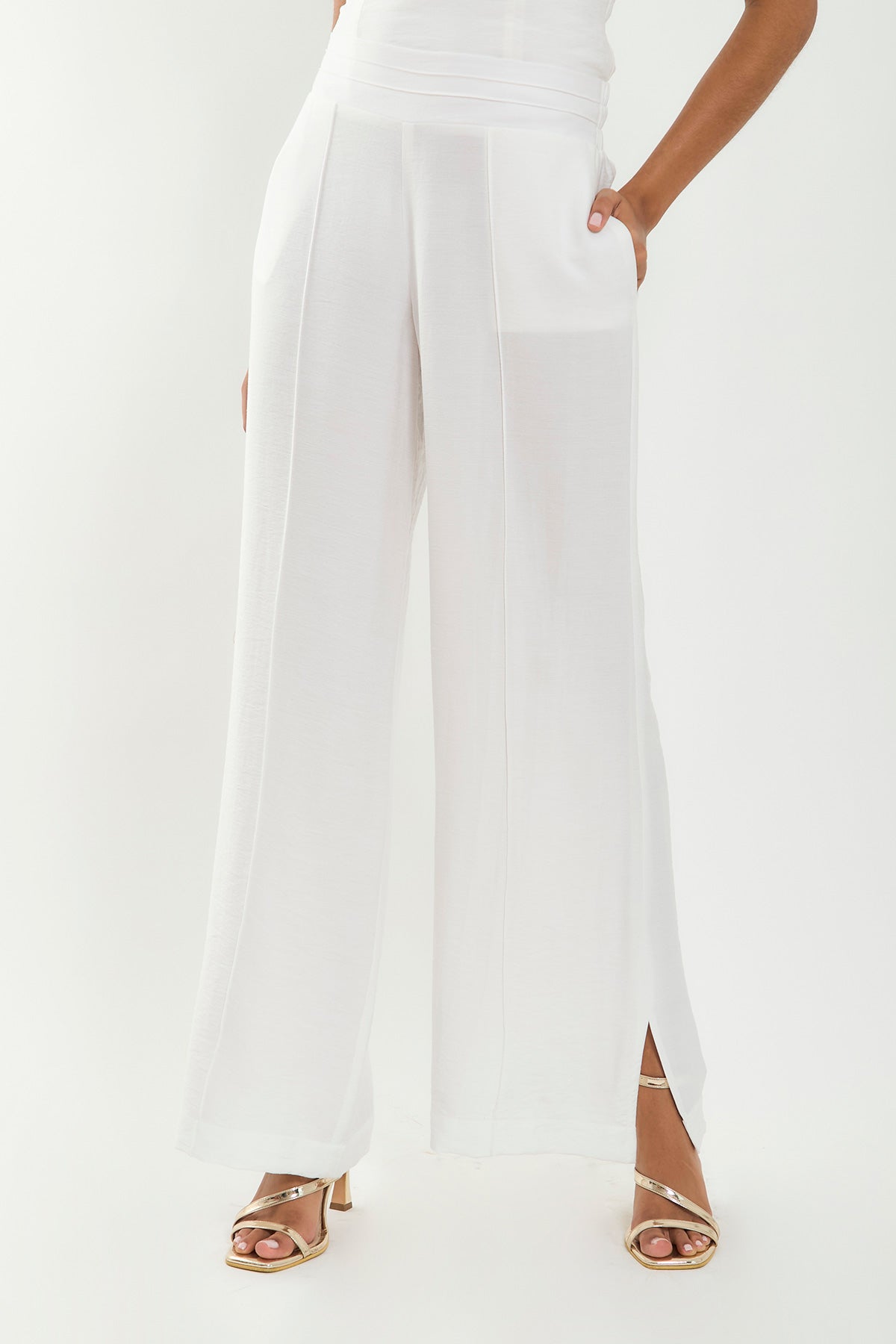 Pantalón palazzo pretina con alforzas