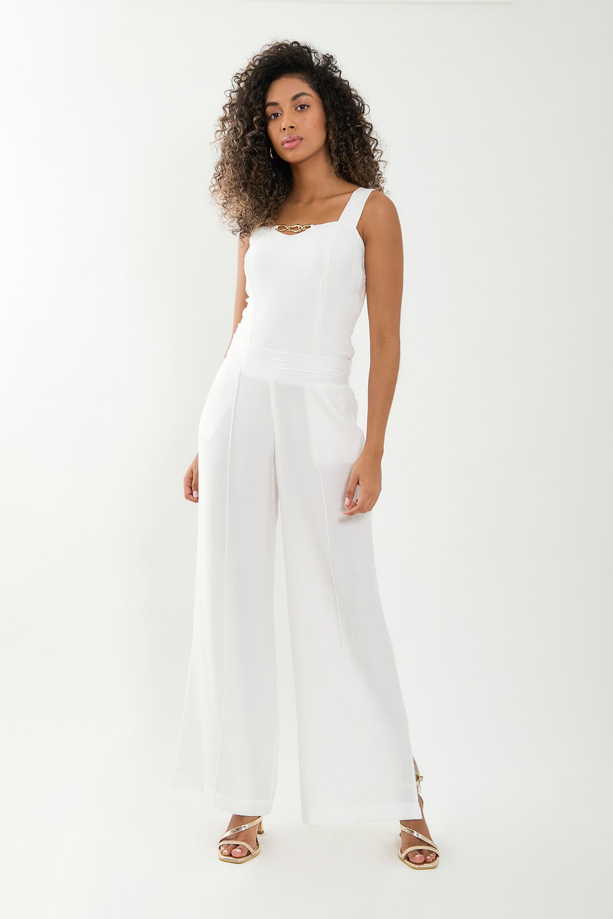 Pantalón palazzo pretina con alforzas