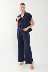 Pantalón palazzo pretina con alforzas