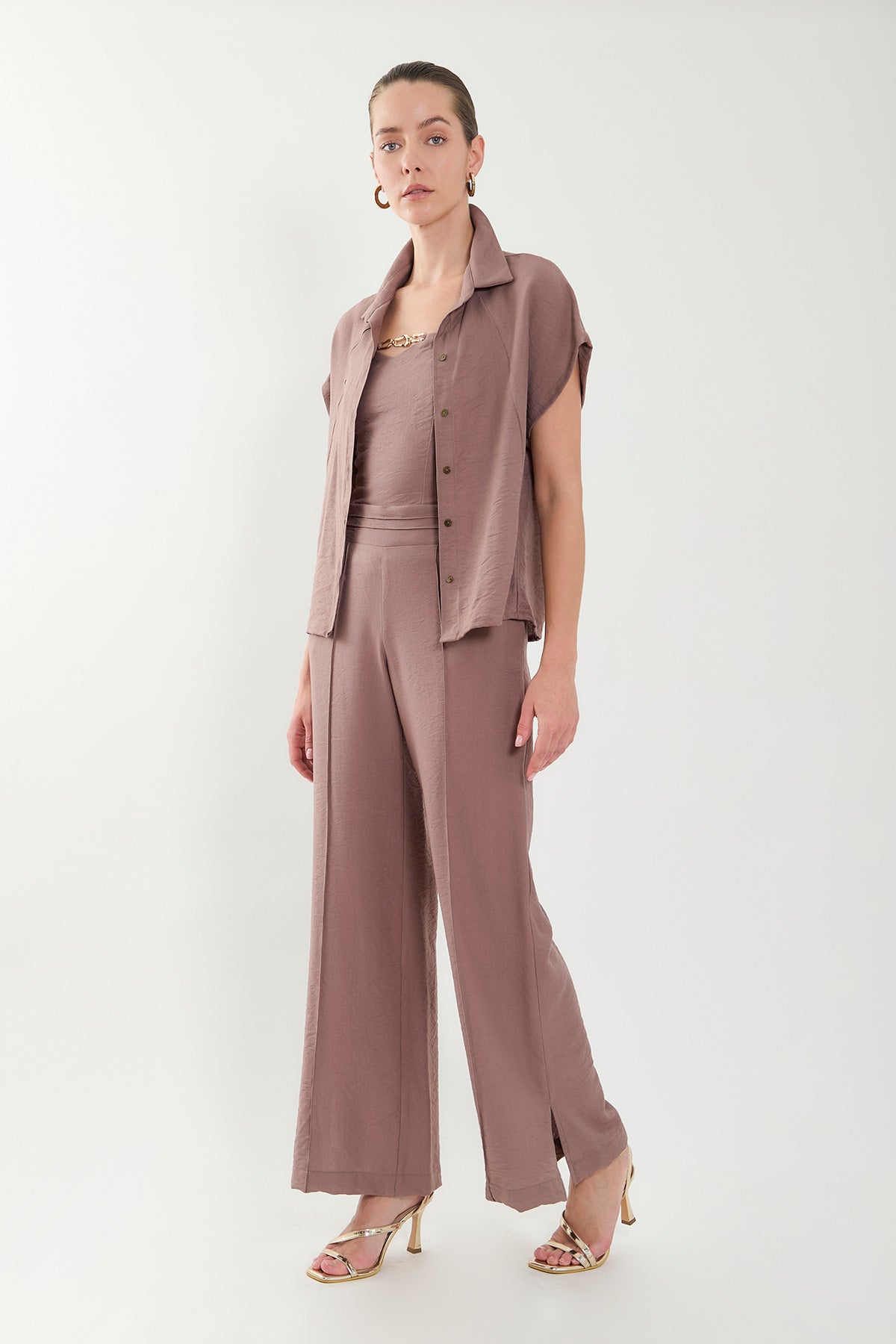 Pantalón palazzo con alforzas