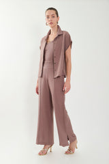 Pantalón palazzo pretina con alforzas