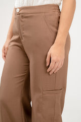 Pantalón Palazzo en rayón bolsillos ojal en laterales