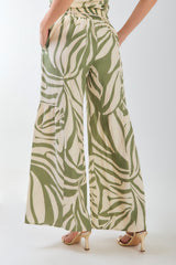 Pantalón palazzo estampado cinturón cordón