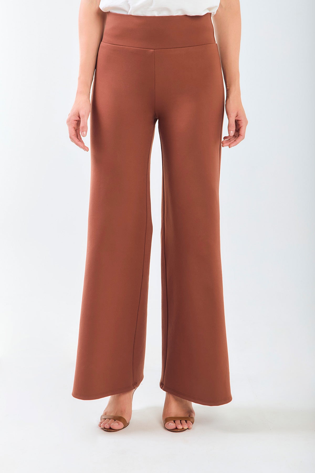 Pantalón flare en tejido de punto pretina resortada