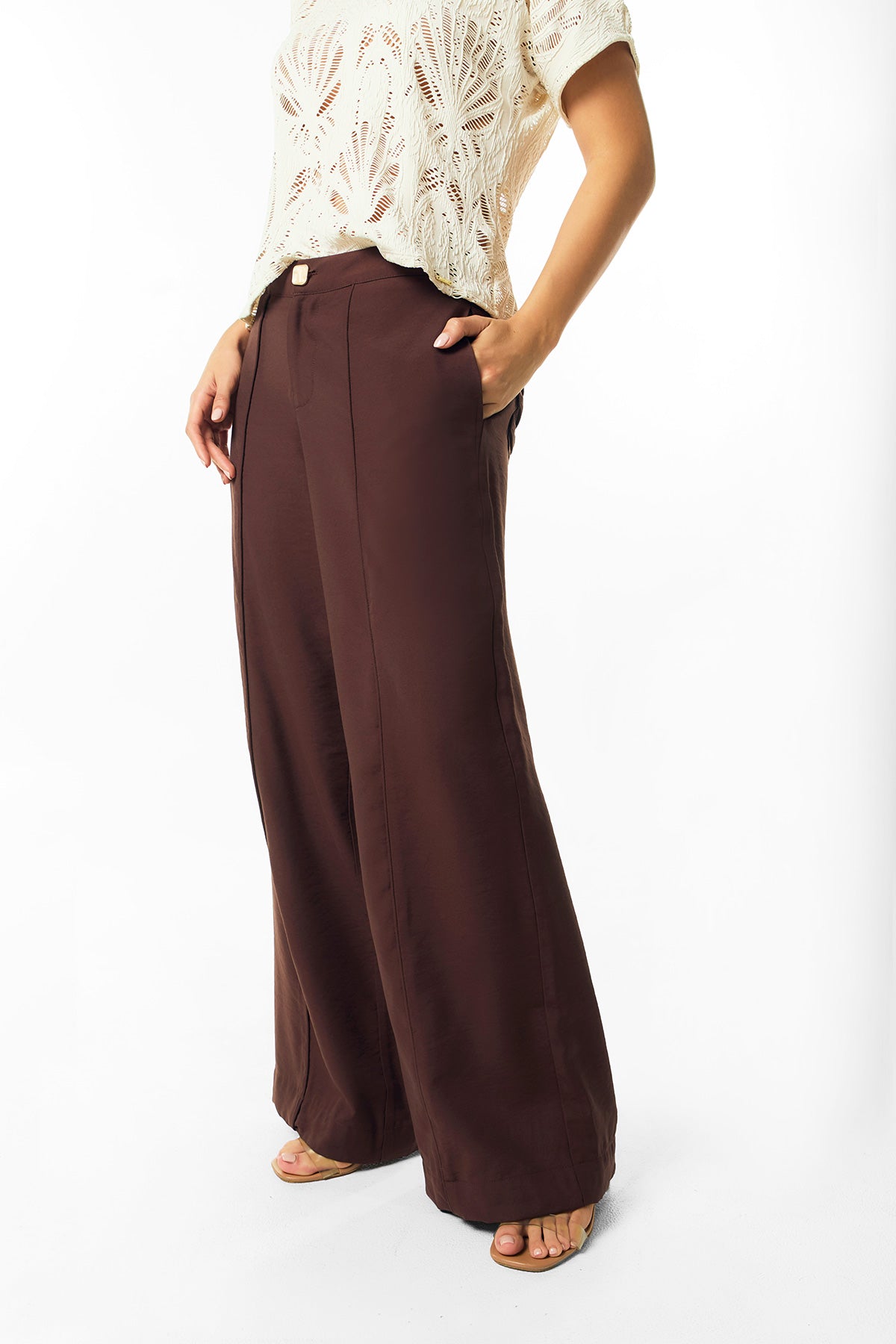 Pantalón palazzo con vena