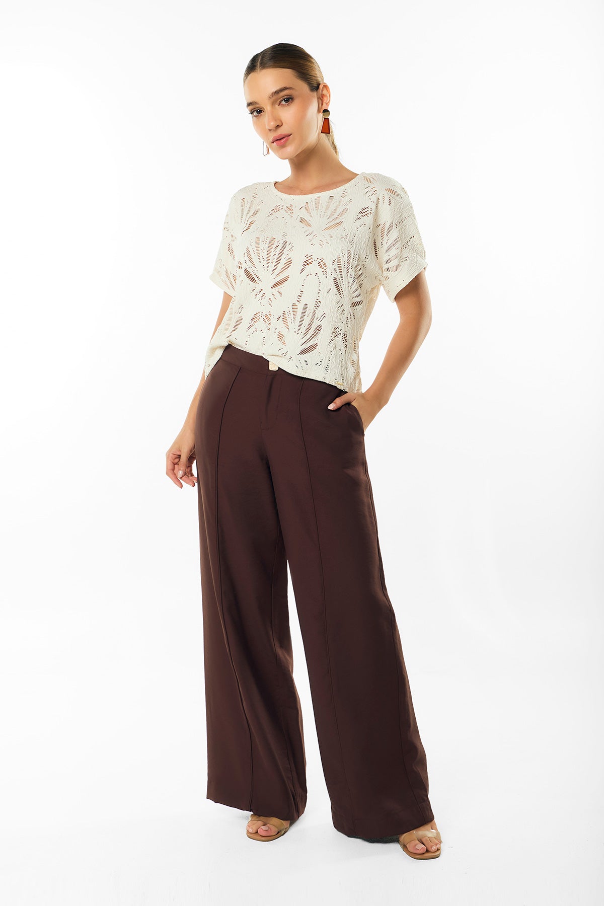 Pantalón palazzo con vena