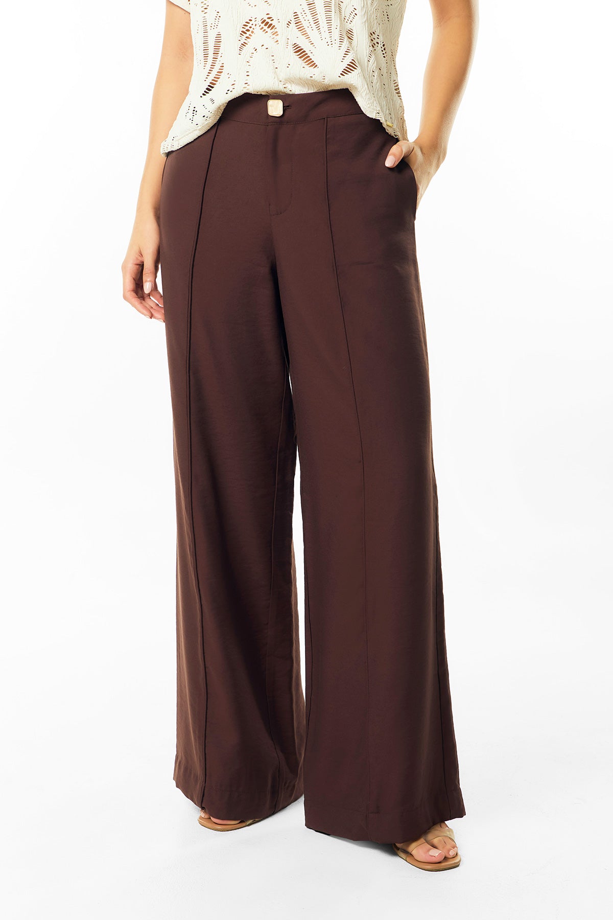 Pantalón palazzo con vena