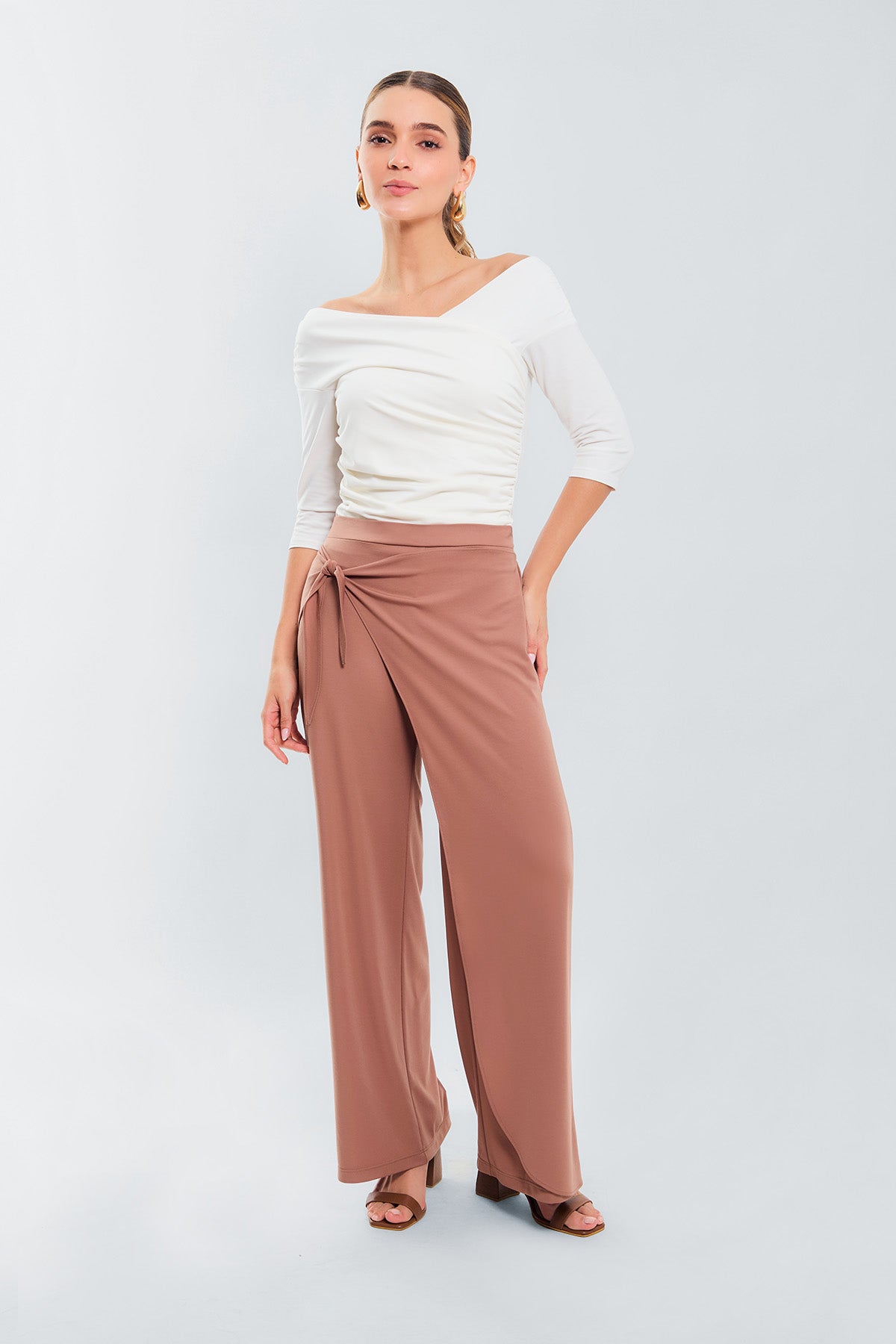 Pantalon palazzo pareo en punto