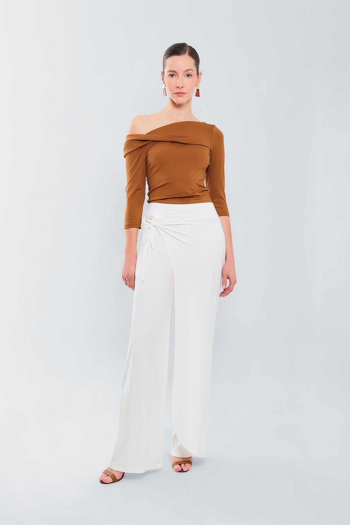 Pantalon palazzo pareo en punto