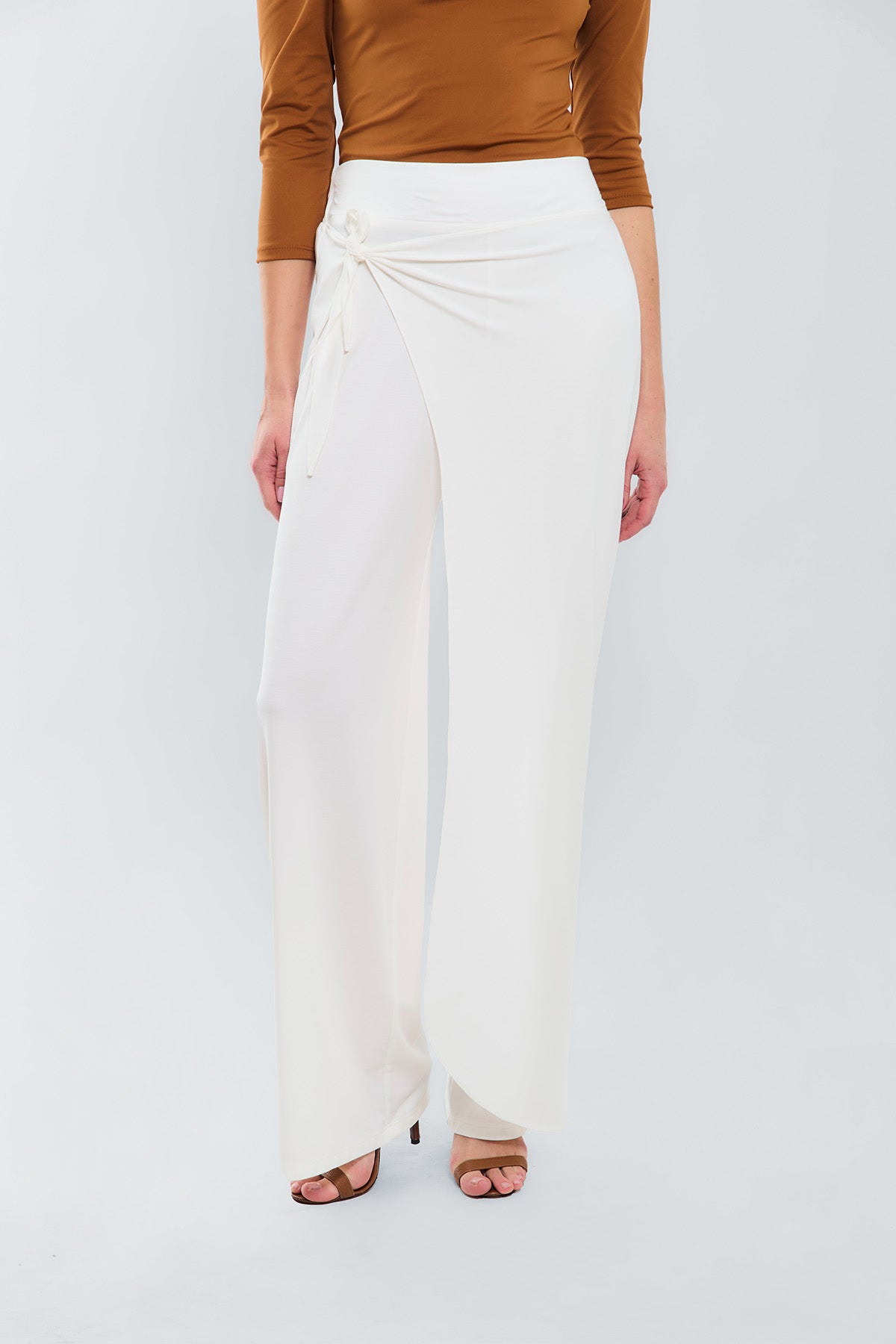 Pantalon palazzo pareo en punto