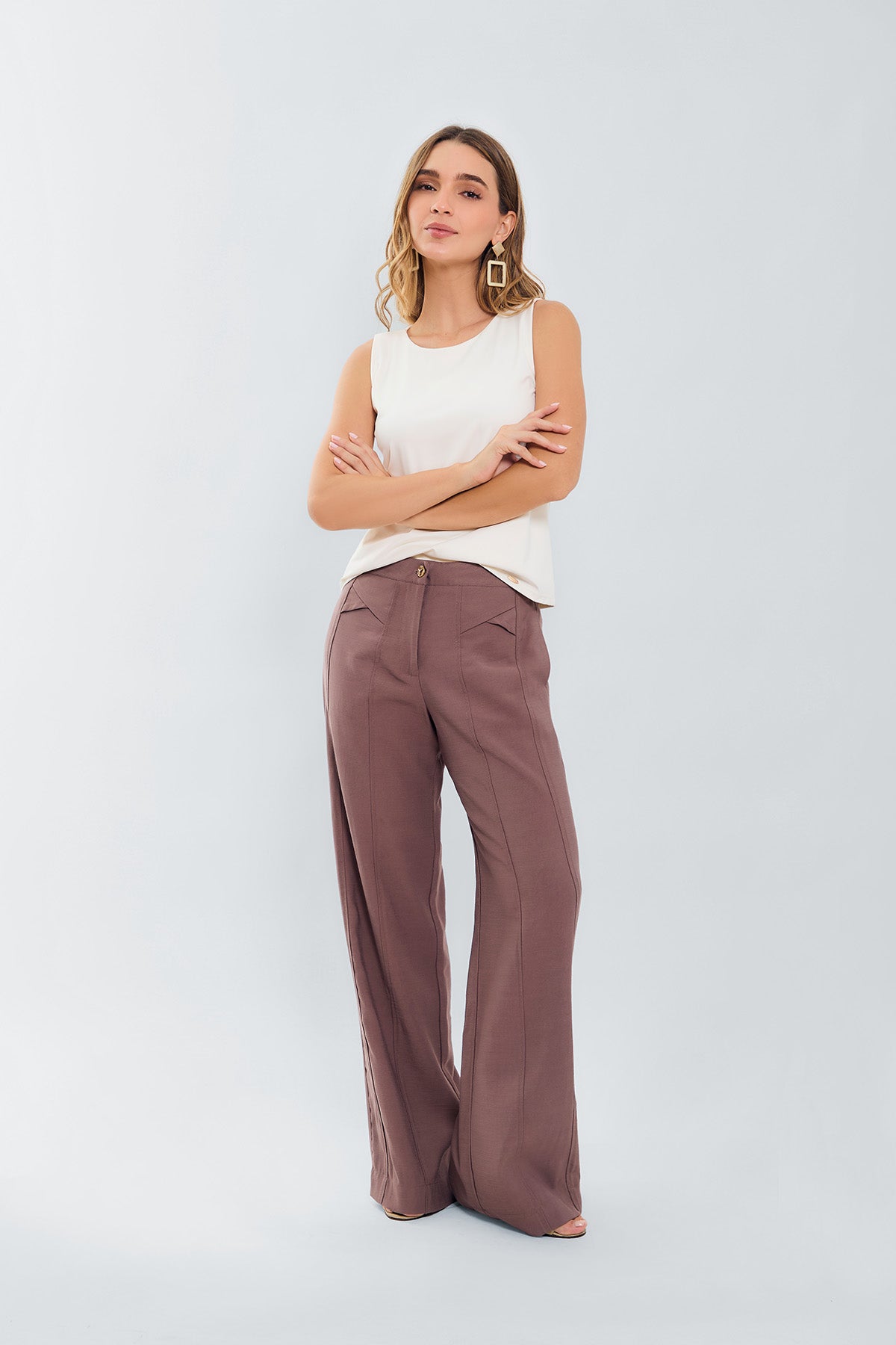Pantalon palazzo cortes delanteros