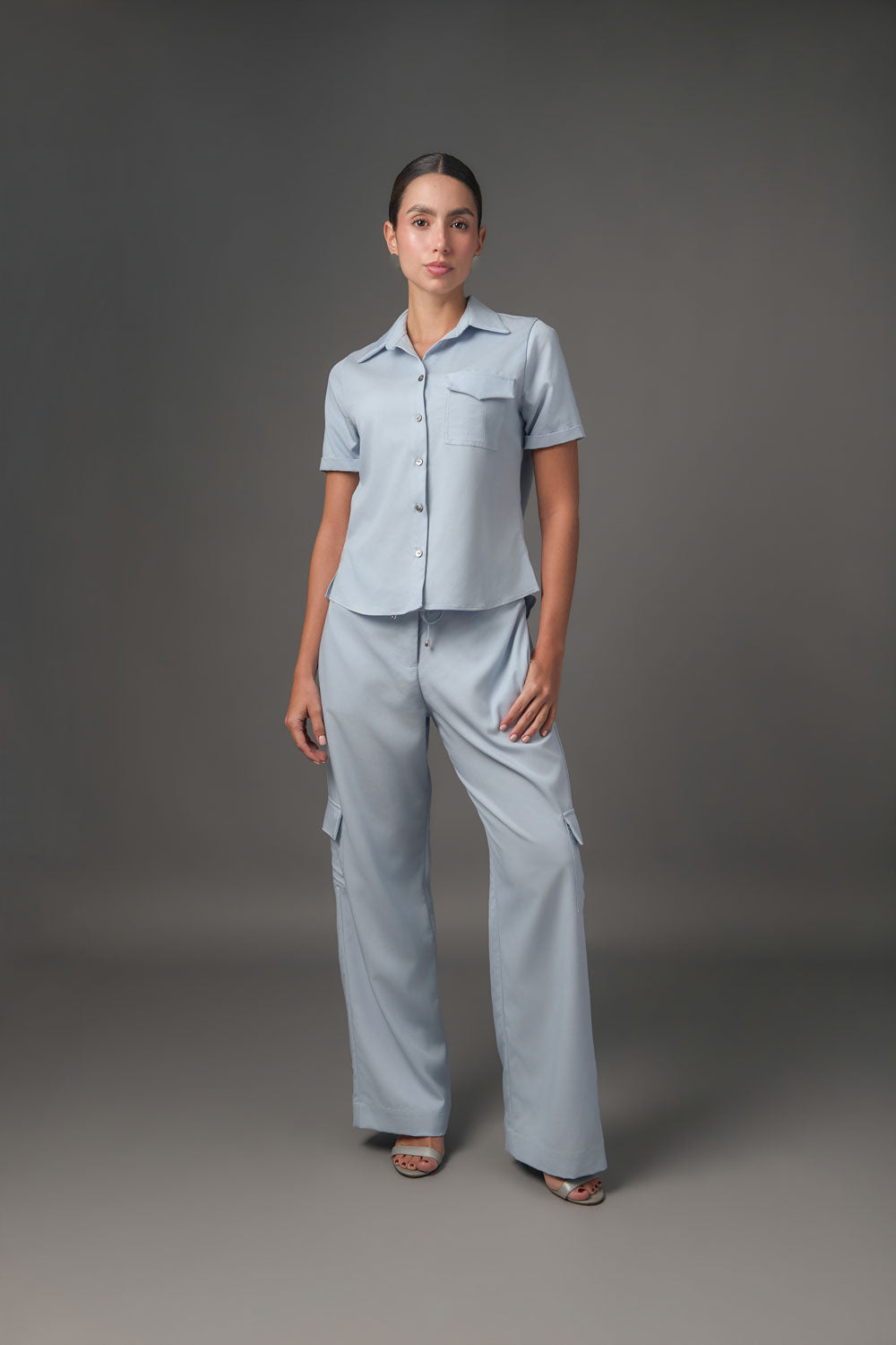 Pantalón Palazzo de Tencel con Pretina de Canal