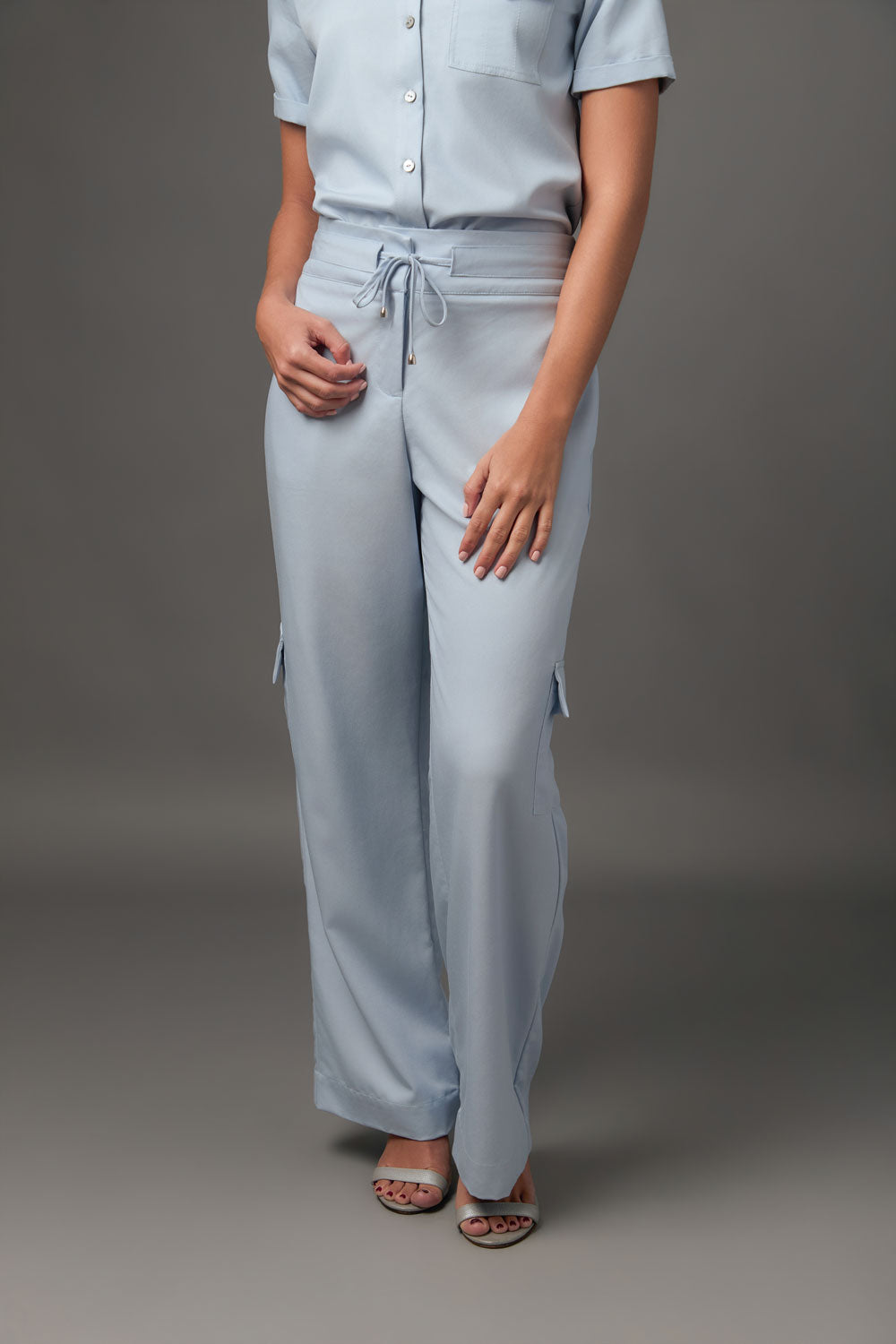 Pantalón Palazzo de Tencel con Pretina de Canal