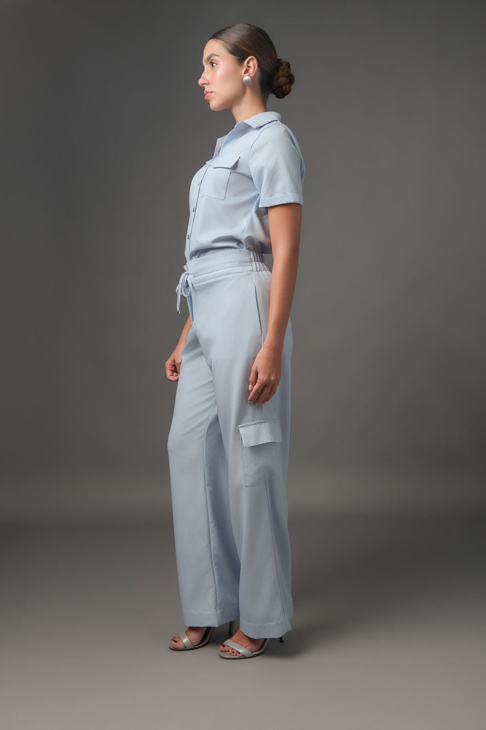 Pantalón Palazzo de Tencel con Pretina de Canal
