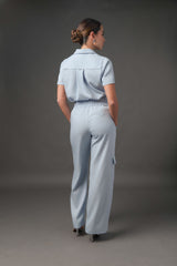 Pantalón Palazzo de Tencel con Pretina de Canal