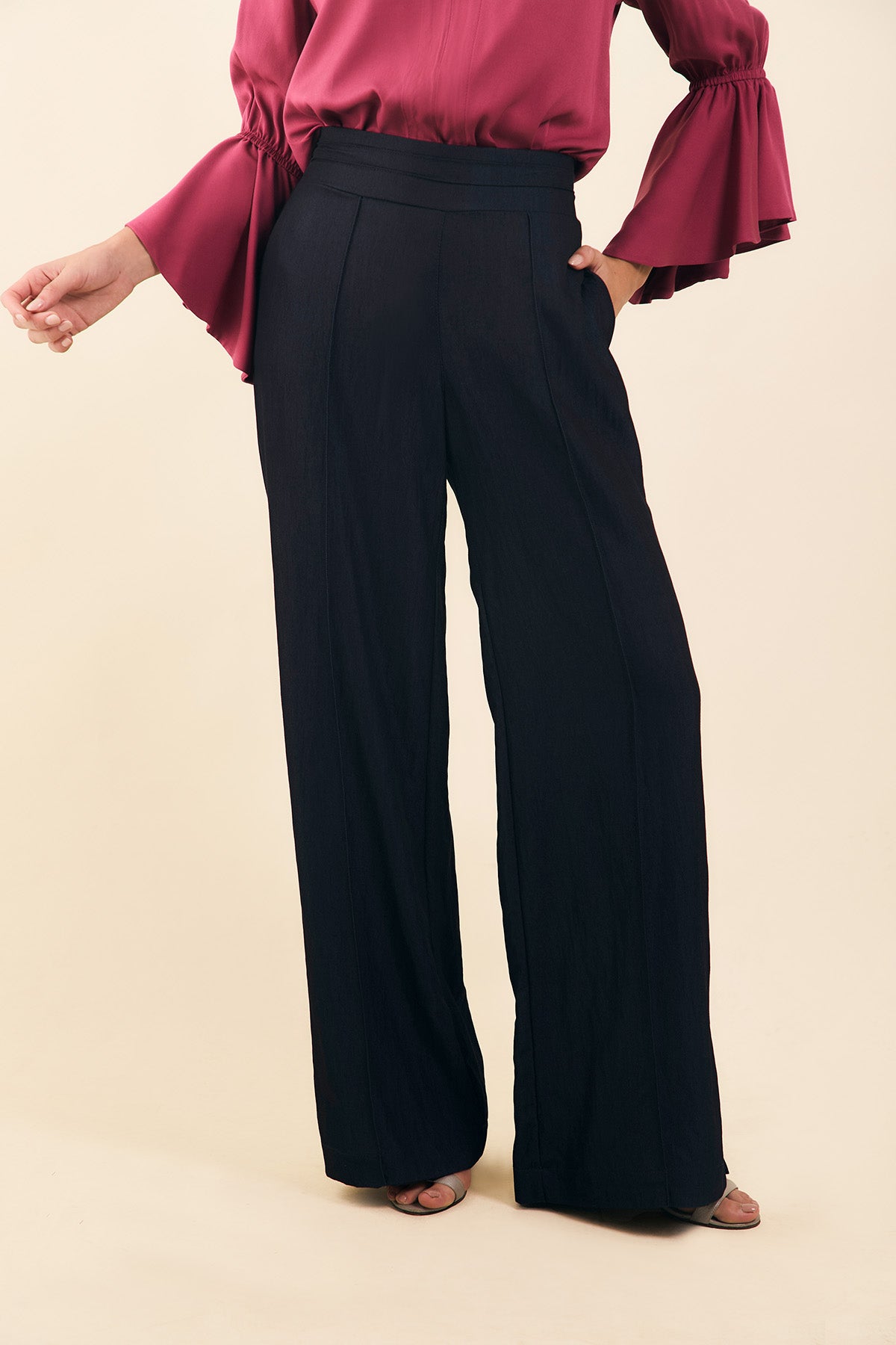 Pantalón en chambray satinado