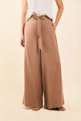 Pantalón Palazzo de Tiro Alto con Pretina Ancha y Cinturón