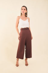 Pantalon culotte pretina con sesgo trenzado