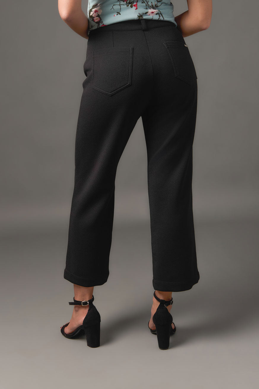 Pantalón Culotte Clásico en Punto con Bolsillos Parche