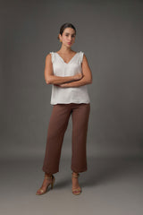 Pantalón Culotte Clásico en Punto con Bolsillos Parche