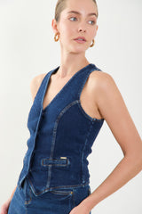 Chaleco manga sisa denim