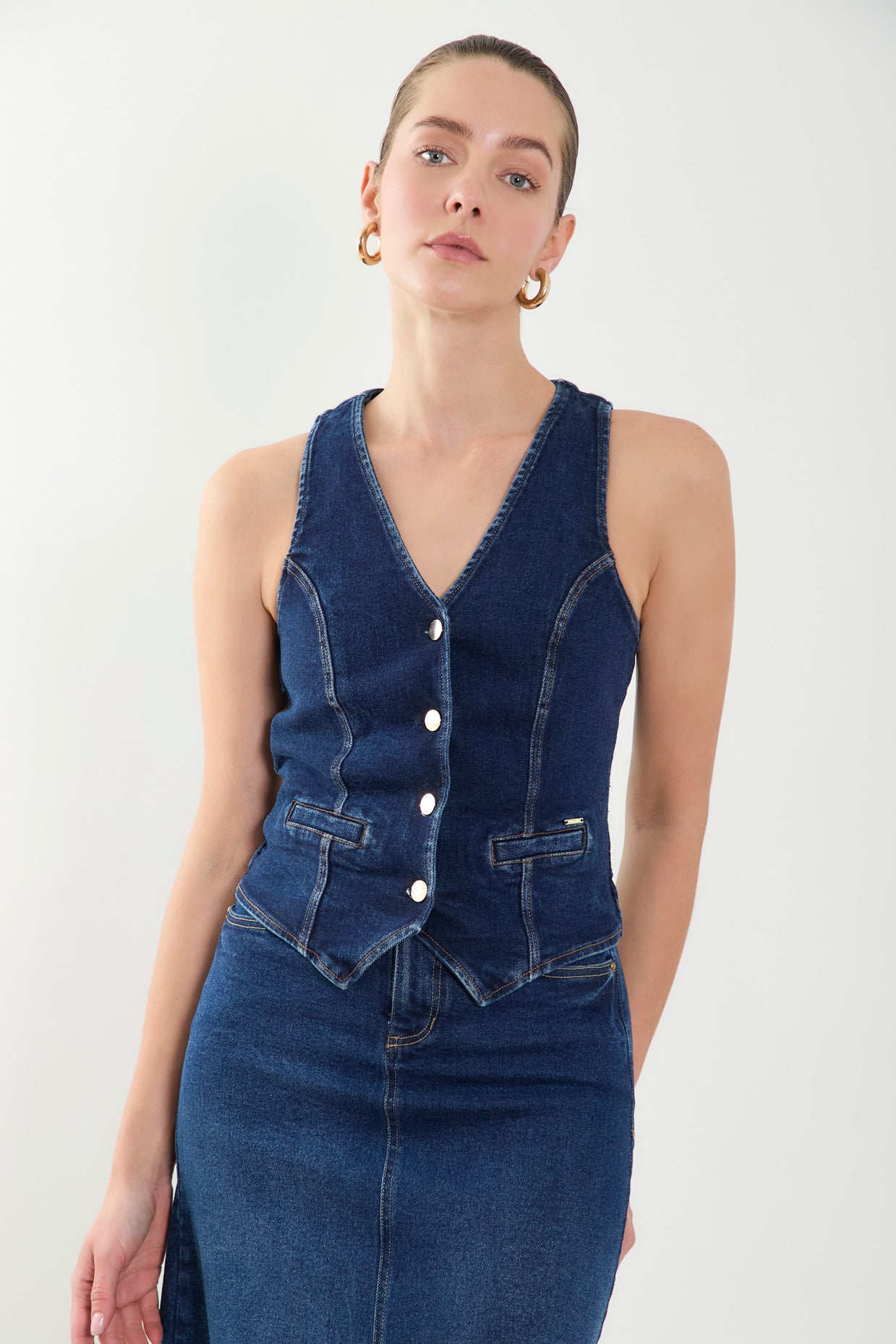 Chaleco manga sisa denim