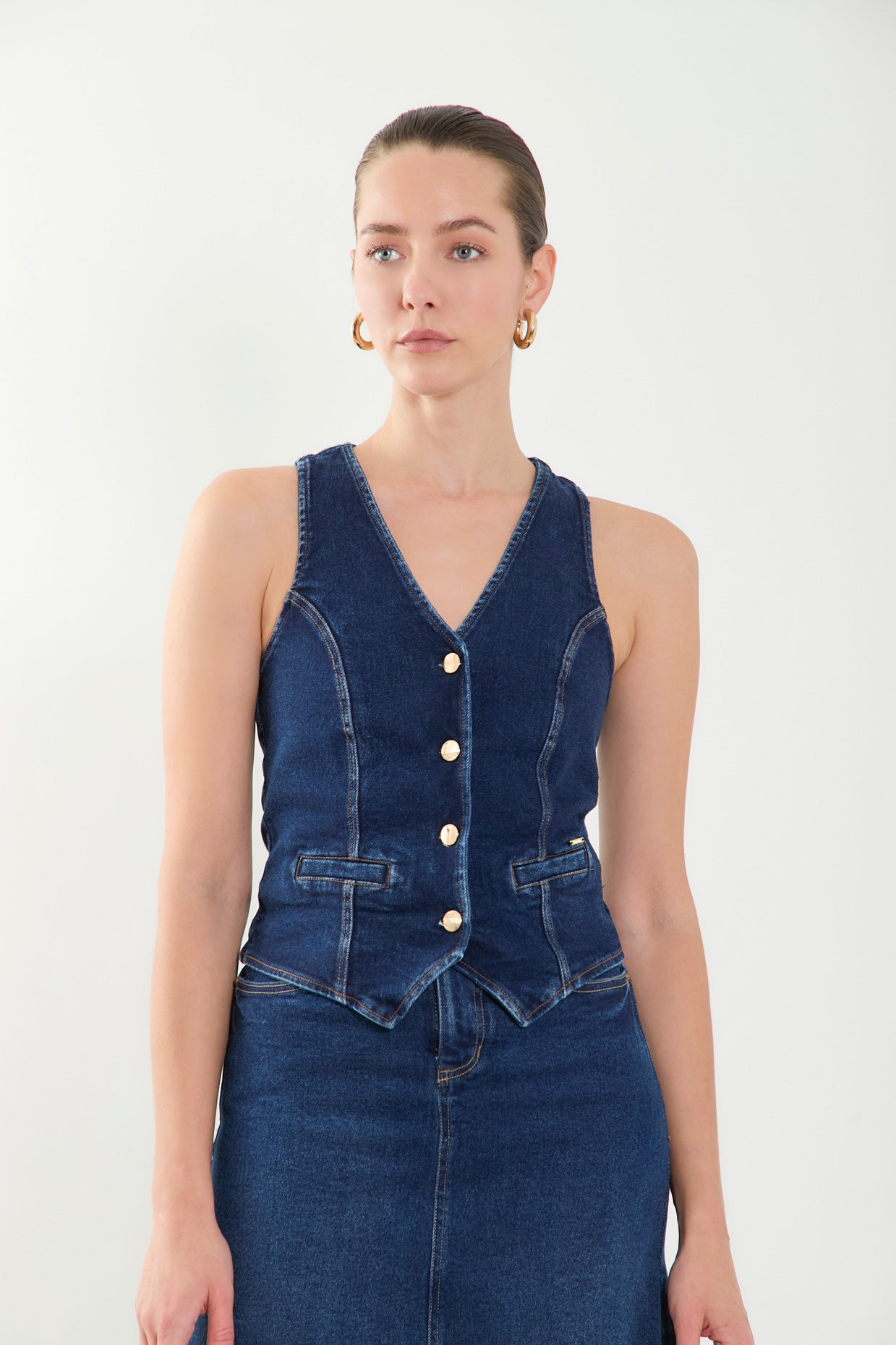 Chaleco manga sisa denim