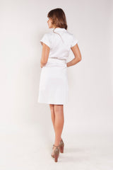 Vestido camisero corto manga rodada en drill